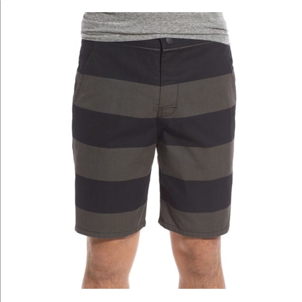 NEW Tavik Buxton Striped Shorts in Black/Gray